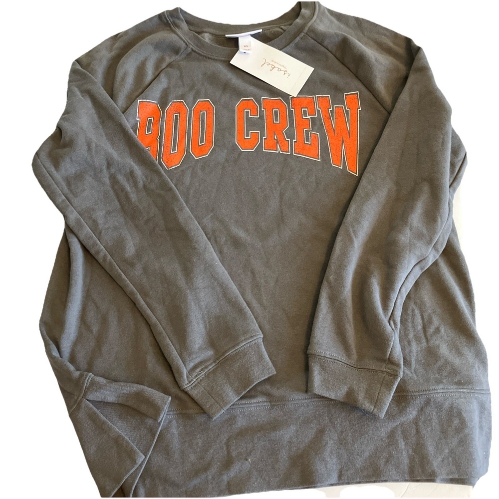Isabel Maternity Sweatshirt Women XS Gray NWT Boo Crew Halloween C738